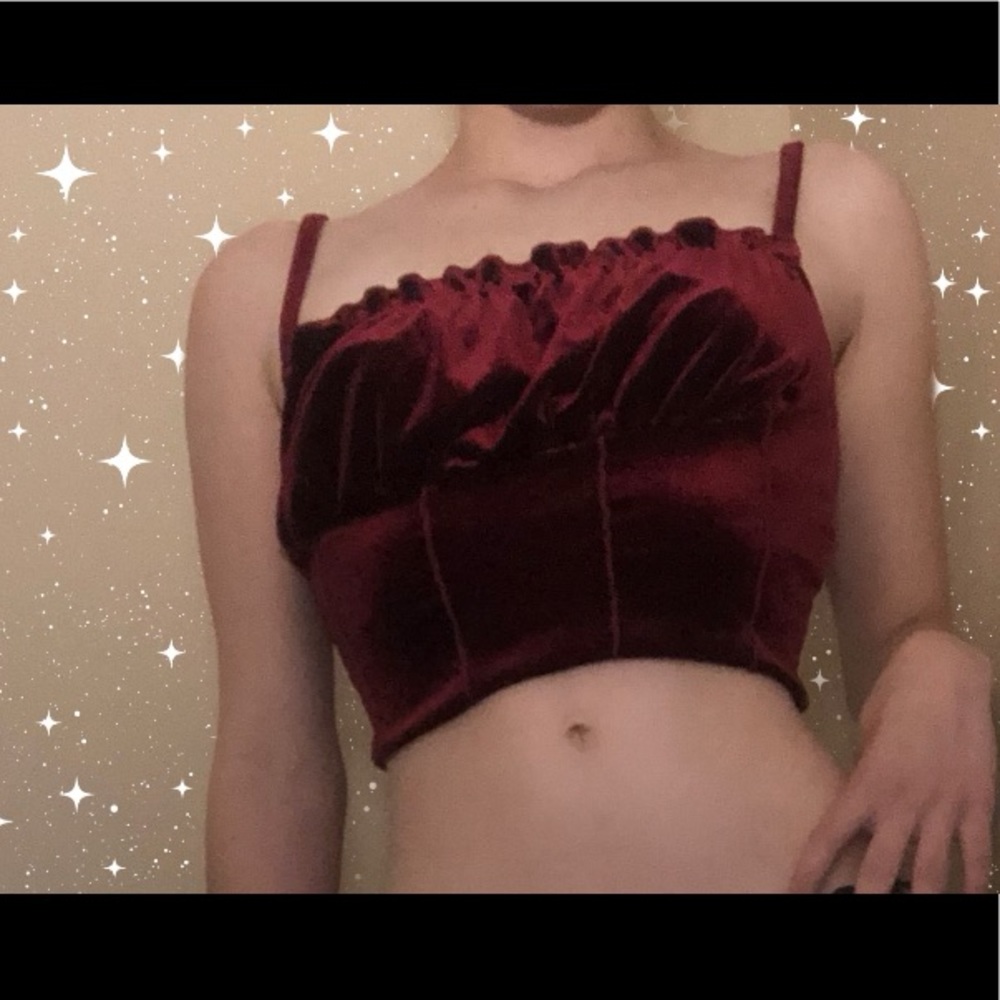 Red velvet crop top, size small